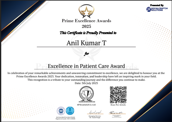 Honored with the Excellence in Patient Care Award at the Prime Excellence Awards 2025